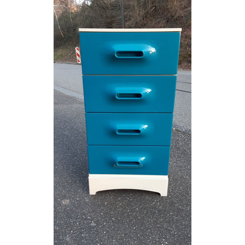 Vintage blue chest of drawers by Marc Held for Prisunic, 1970s