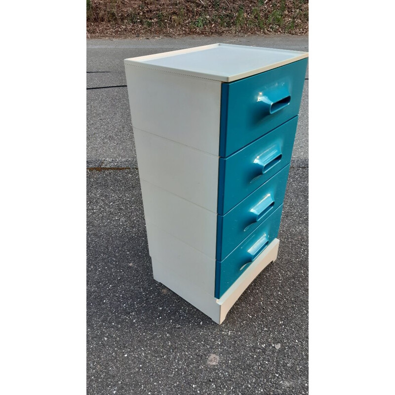 Vintage blue chest of drawers by Marc Held for Prisunic, 1970s