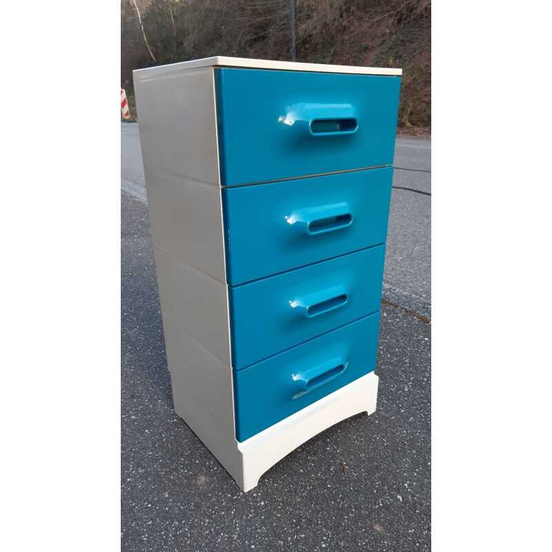 Vintage blue chest of drawers by Marc Held for Prisunic, 1970s