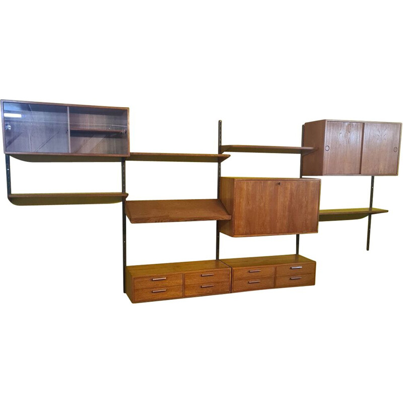 Vintage teak wall system by Kai Kristiansen for Fm Furniture, Denmark 1960