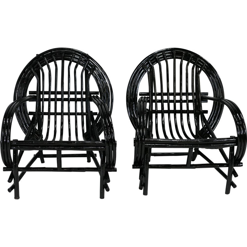 paire de fauteuils vintage - rotin