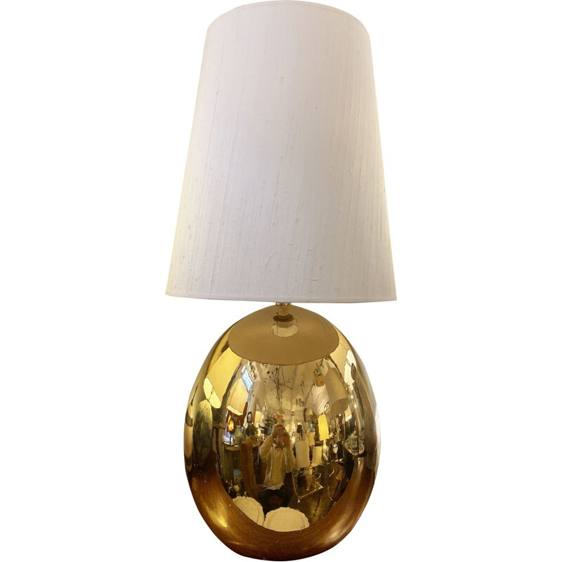 Vintage lamp Oeuf in gilded porcelain, 1970