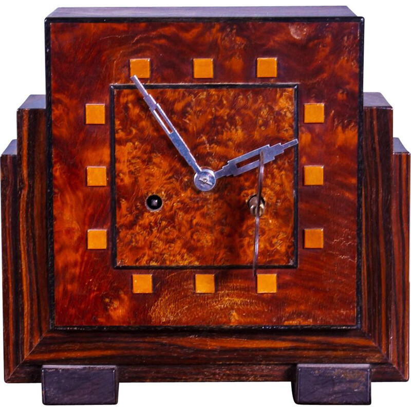 Horloge vintage Art Déco de l'école de La Haye par Cor Alons, Pays-Bas 1929