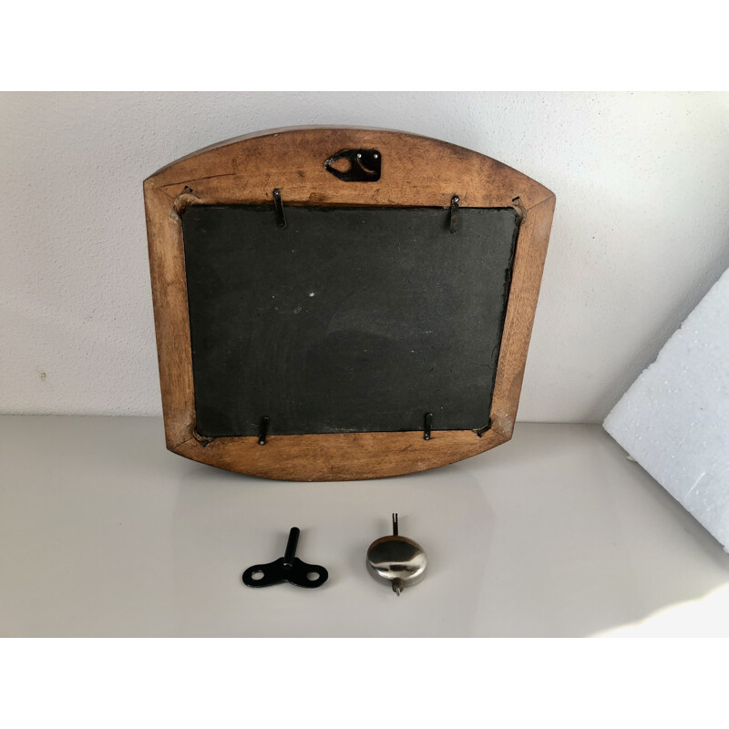 Vintage Prim wall clock in wooden frame, Czechoslovakia 1957