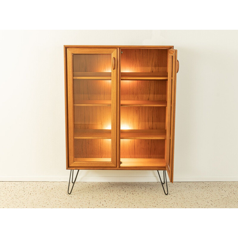 Vintage teak cabinet with two glass doors, Denmark 1960