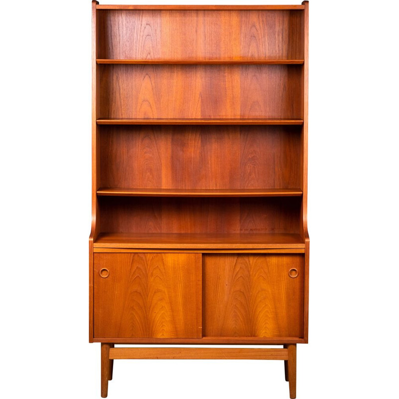 Teak vintage bookcase by Johannes Sorth for Nexø Møbelfabrik, Denmark 1960s