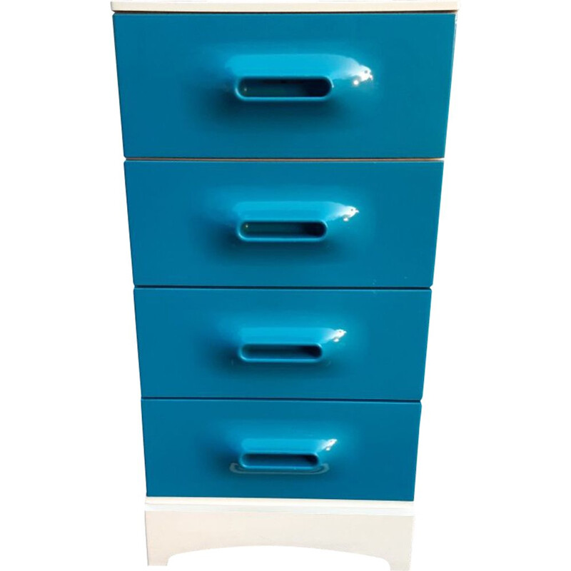 Vintage blue chest of drawers by Marc Held for Prisunic, 1970s