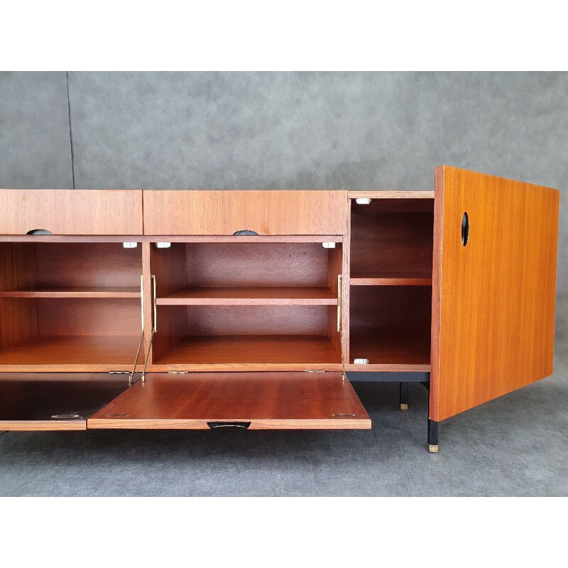 Vintage mahogany highboard by Paul Geoffroy for Roche-Bobois, 1960