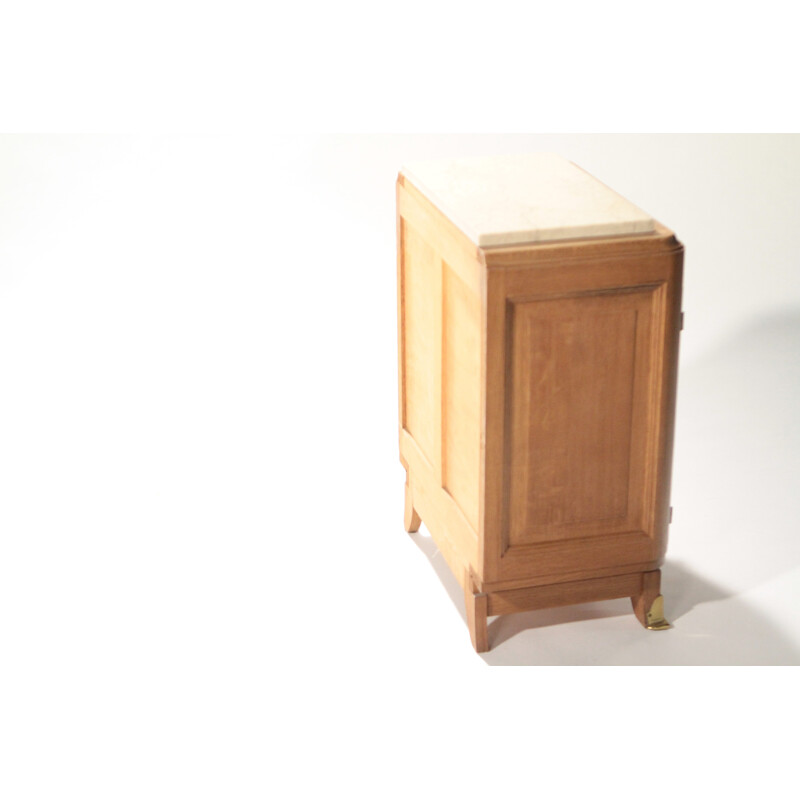 Pair of bedside tables in oak and brass - 1940s