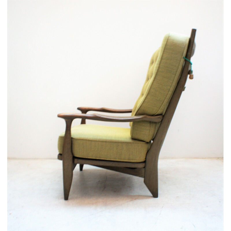 Paire de fauteuils vintage en chêne massif par Guillerme et Chambroon