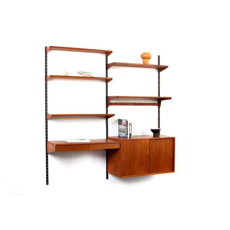 Mid century teak wall unit by Kai Kristiansen for Fm Møbler, Denmark 1960s