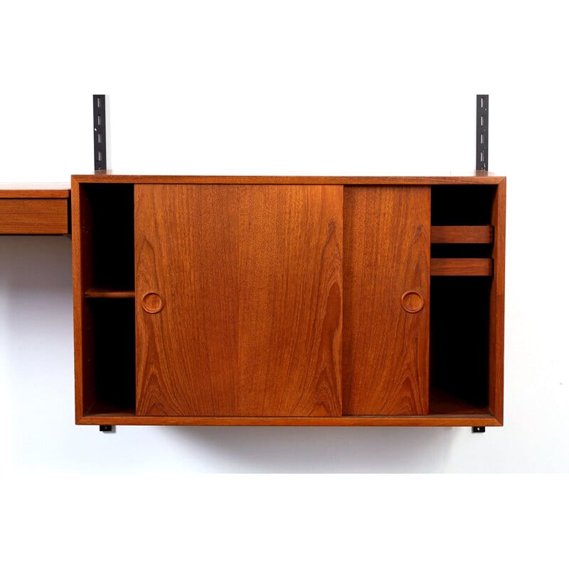 Mid century teak wall unit by Kai Kristiansen for Fm Møbler, Denmark 1960s