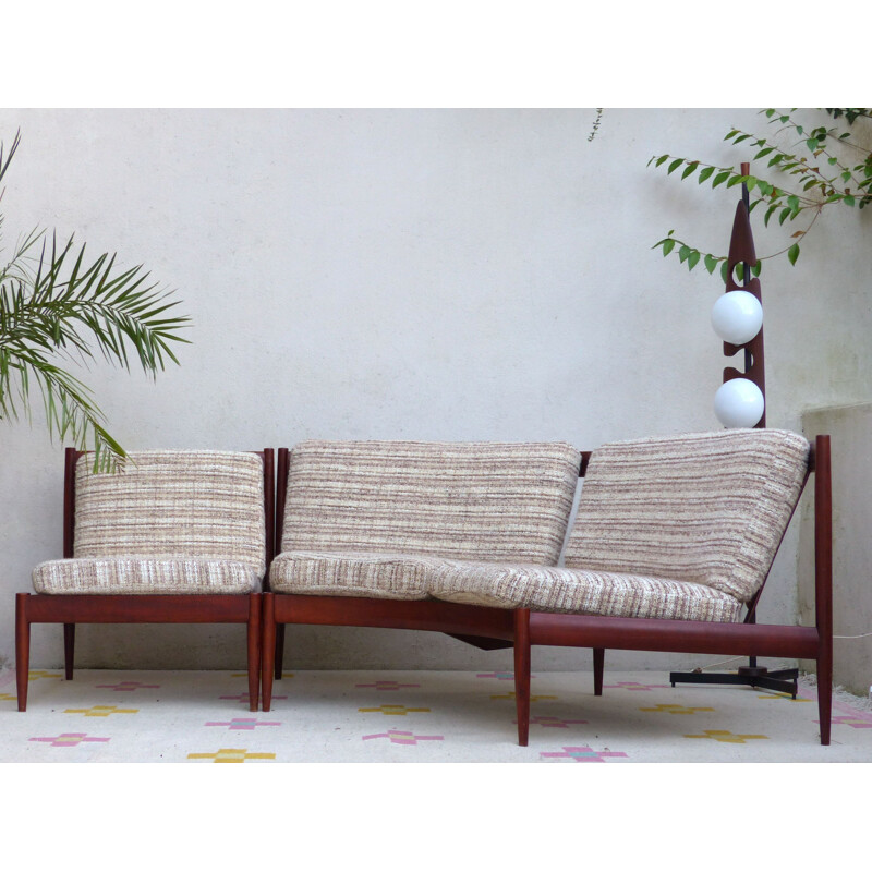 Set of Scandinavian 2 seater sofa and armchair - 1960s