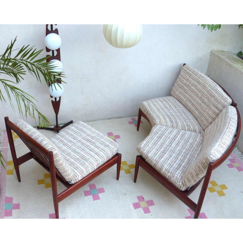 Set of Scandinavian 2 seater sofa and armchair - 1960s