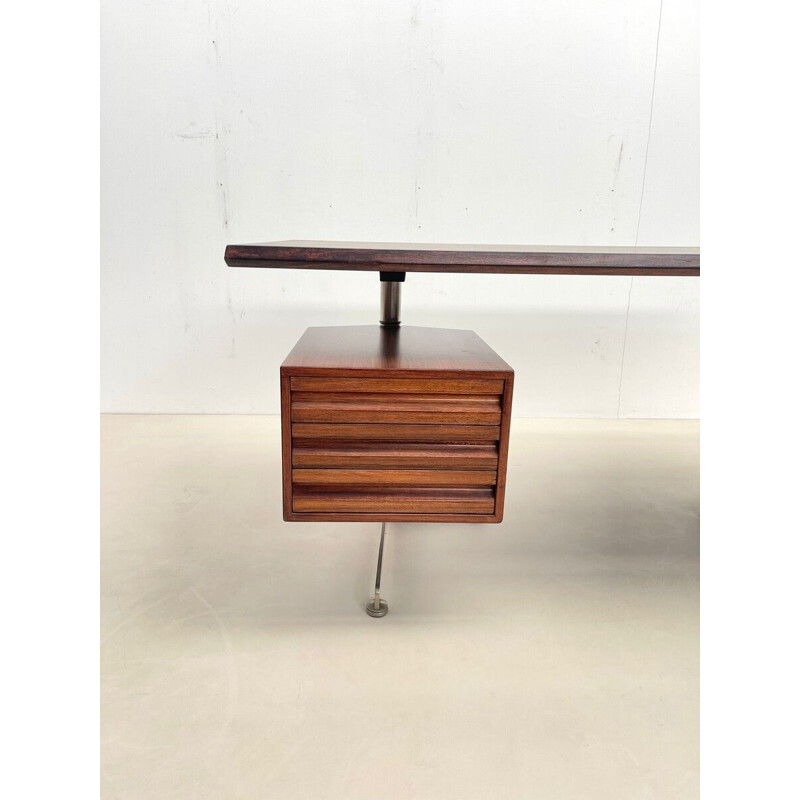 Vintage wooden executive desk by Osvaldo Borsani for Tecno Milano, Italy 1970s