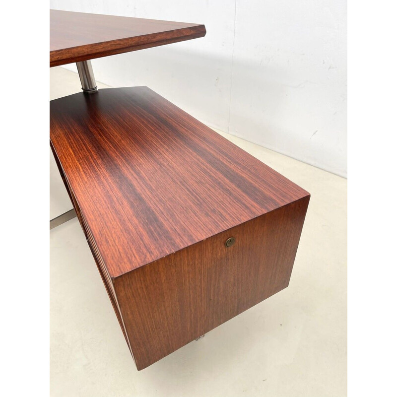 Vintage wooden executive desk by Osvaldo Borsani for Tecno Milano, Italy 1970s