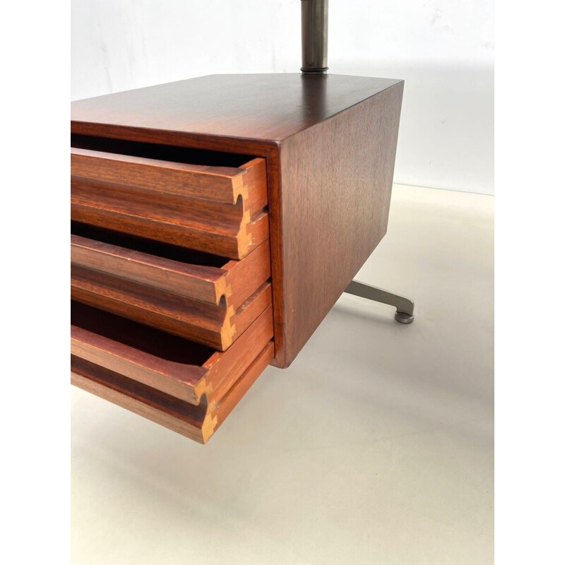 Vintage wooden executive desk by Osvaldo Borsani for Tecno Milano, Italy 1970s