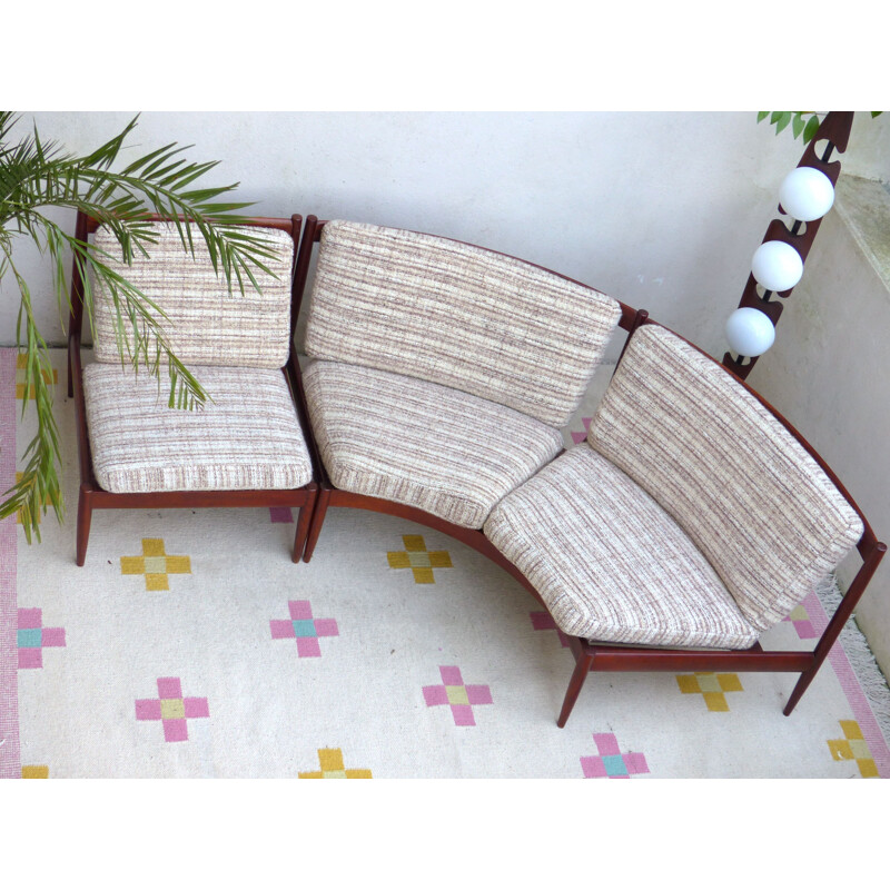 Set of Scandinavian 2 seater sofa and armchair - 1960s