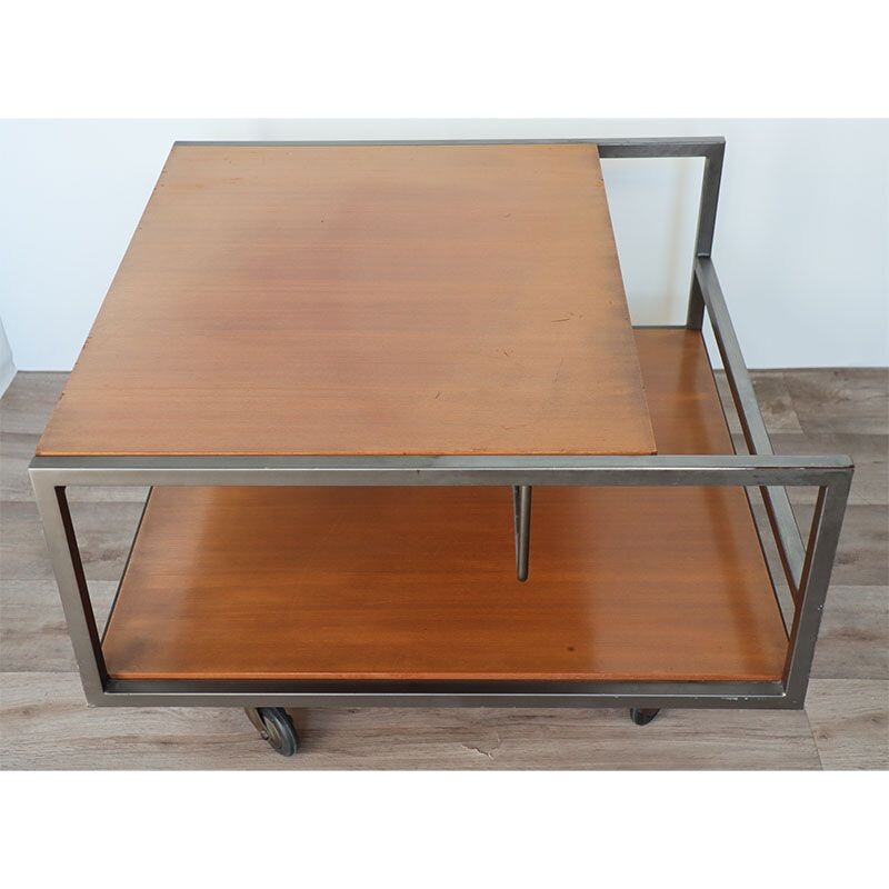 Vintage rolling coffee table by Georges Frydman for Efa, 1960