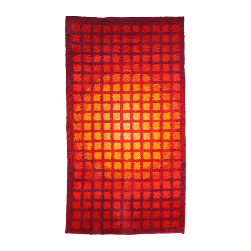 Vintage orange rug by Verner Panton for Unika-Vaev Copenhagen