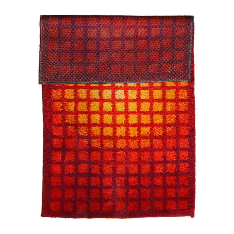 Vintage orange rug by Verner Panton for Unika-Vaev Copenhagen