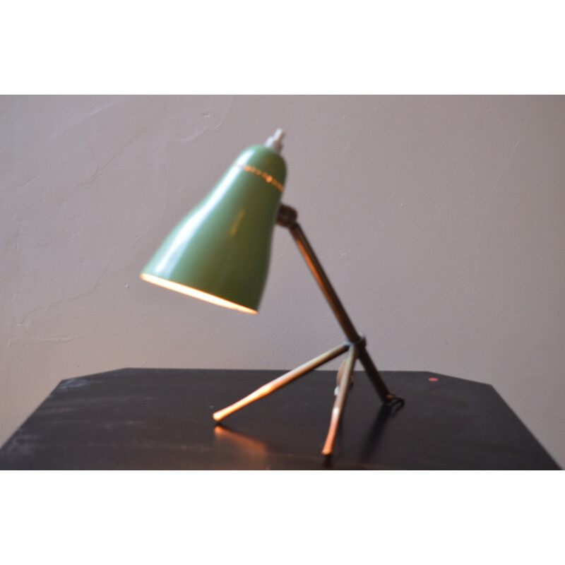 Oluce "Ochetta" table lamp in green lacquered steel, Giuseppe OSTUNI - 1960s