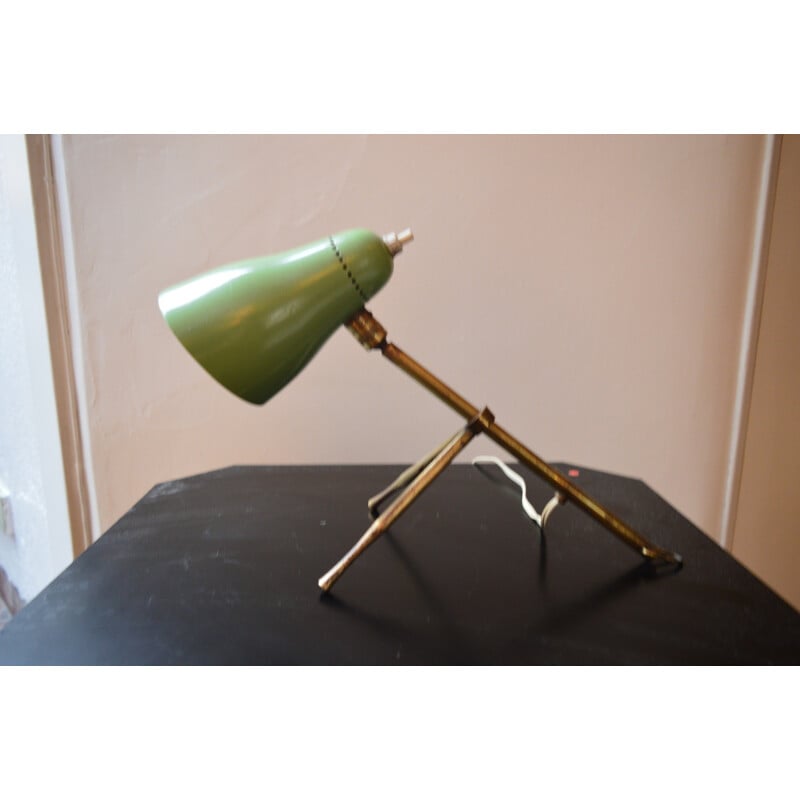 Lampe de table "Ochetta" Oluce en acier laqué vert, Giuseppe OSTUNI - 1960 