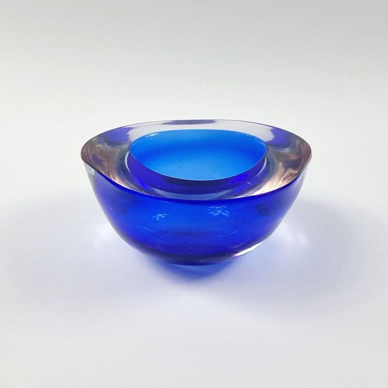 Cinzeiro de vidro triangular Vintage Murano por Flavio Poli, Itália 1970