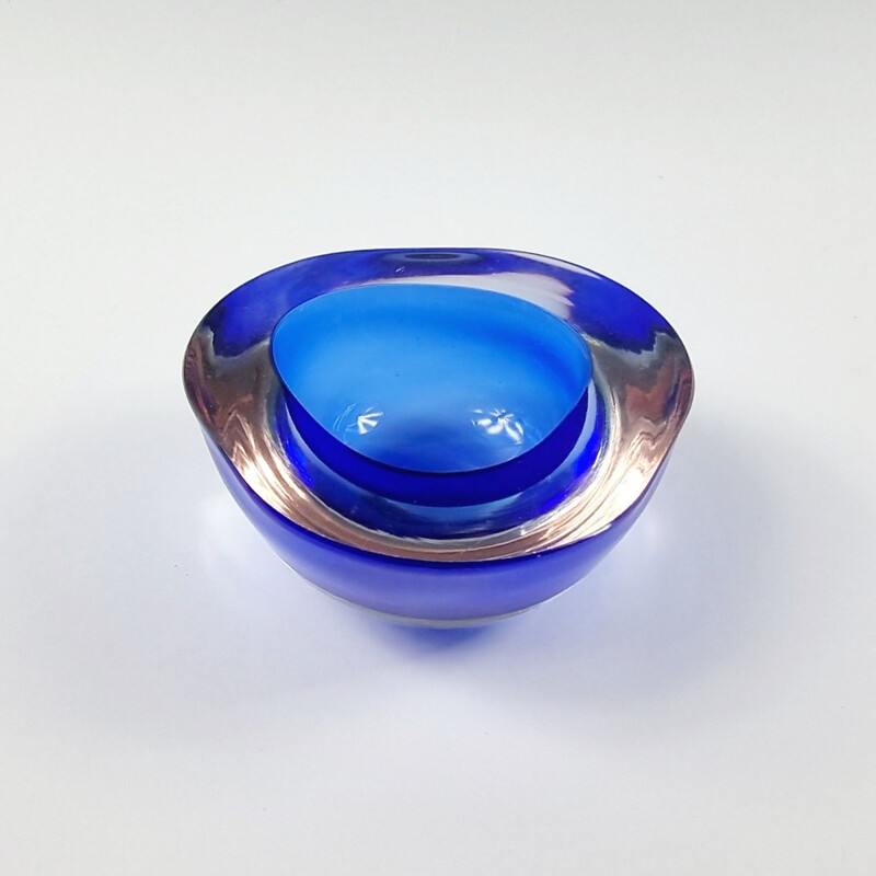 Vintage triangular Murano glass ashtray by Flavio Poli, Italy 1970s