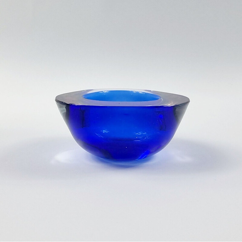 Cendrier triangulaire vintage en verre de Murano par Flavio Poli, Italie 1970