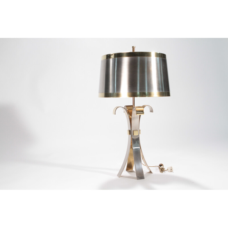 Lamp "Corolle" Maison Charles in brushed steel - 1970s