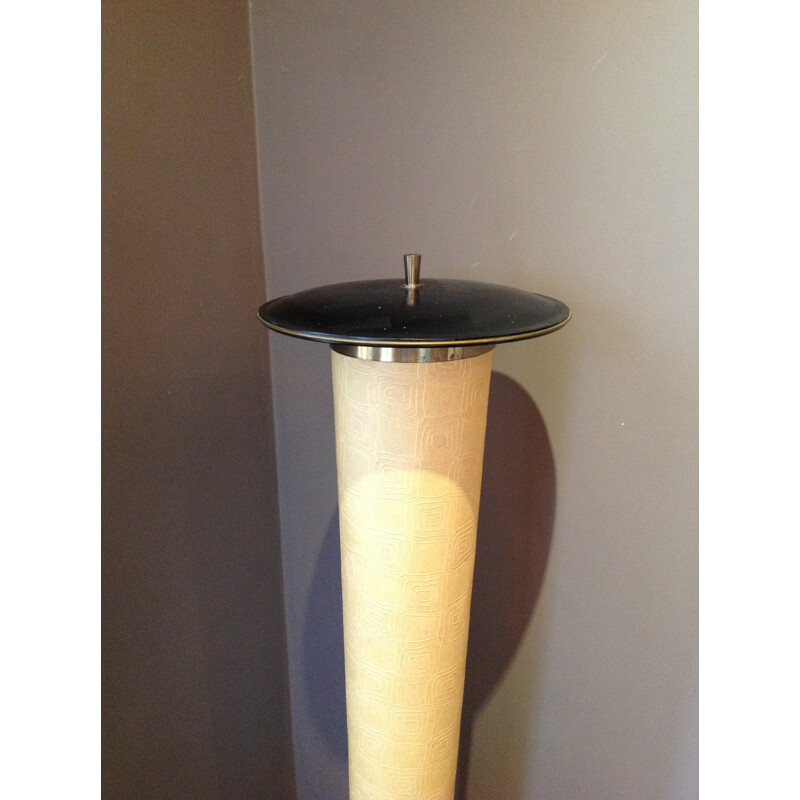 Floor lamp in brass, metal and wood - 1960s