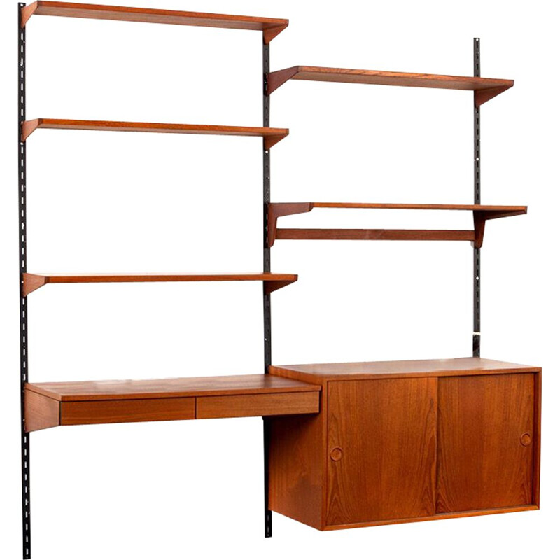 Mid century teak wall unit by Kai Kristiansen for Fm Møbler, Denmark 1960s