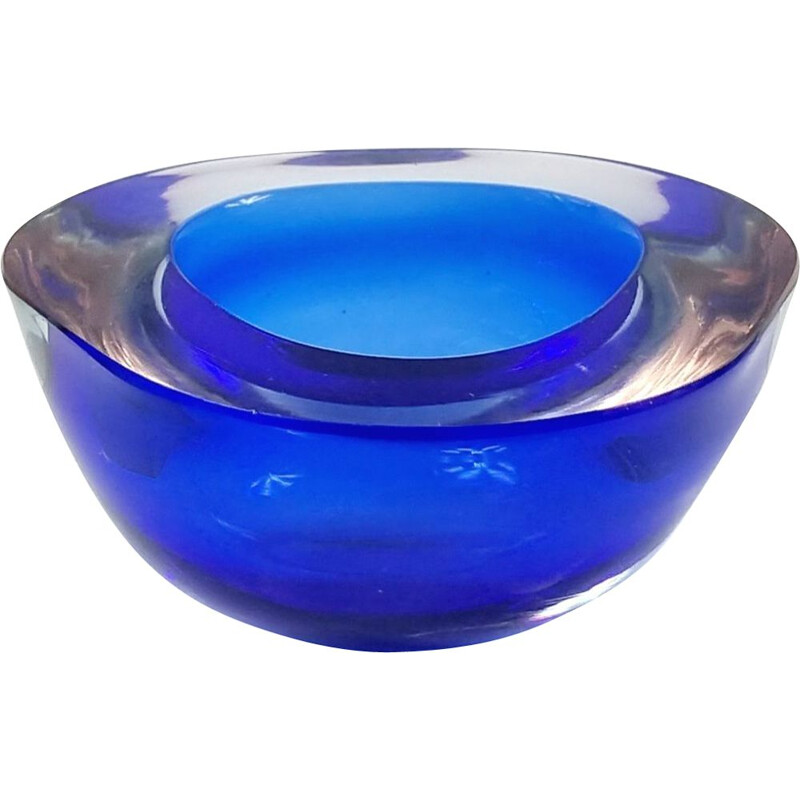 Vintage triangular Murano glass ashtray by Flavio Poli, Italy 1970s