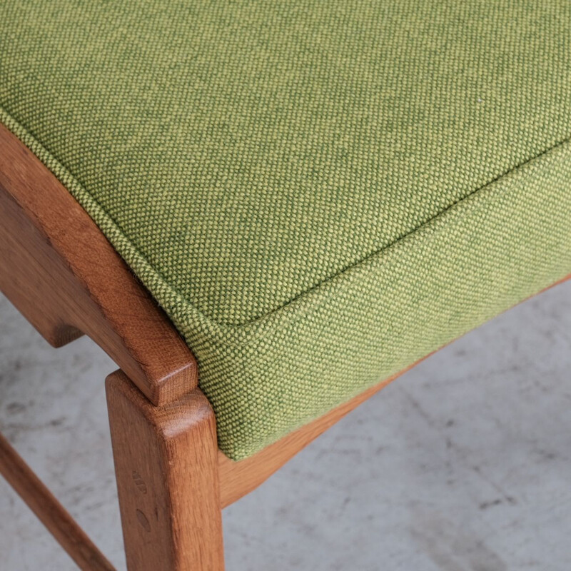 Tabouret vintage en chêne par Guillerme et Chambron, France 1960