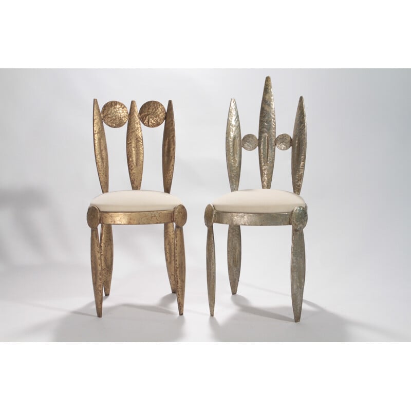 Paire de chaises en fer et velours, Nicolas BLANDIN - 1990