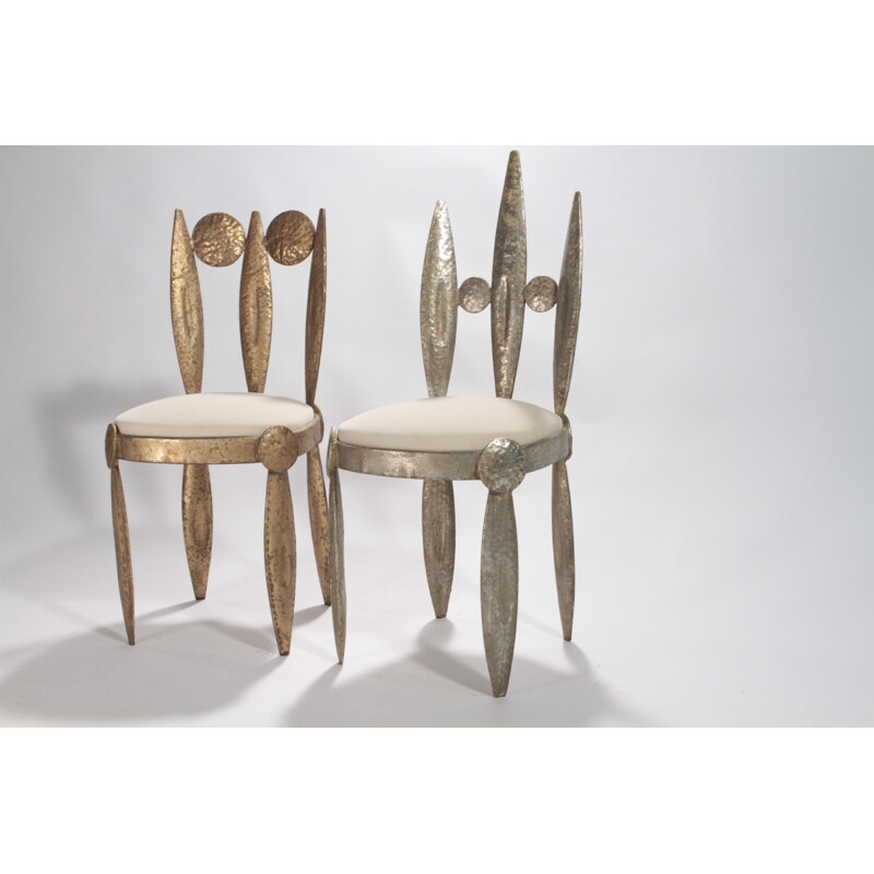 Paire de chaises en fer et velours, Nicolas BLANDIN - 1990