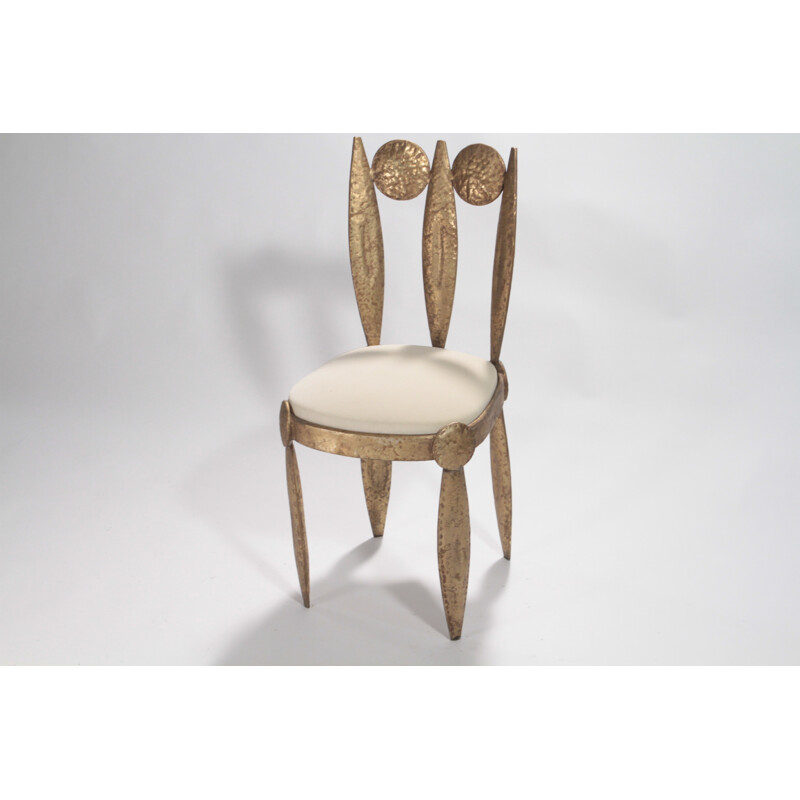 Pair of iron and velvet chairs, Nicolas BLANDIN - 1990s