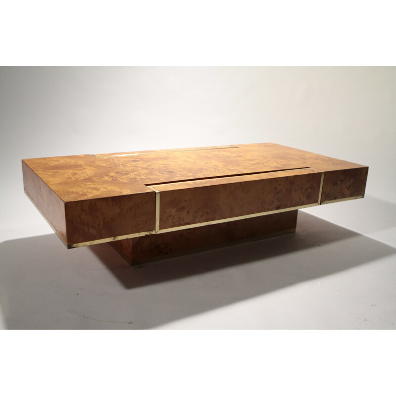 Coffee table Roche Bobois in brass, Jean-Claude MAHEY - 1970s