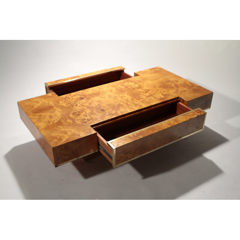 Table basse Roche Bobois en laiton, Jean-Claude MAHEY - 1970