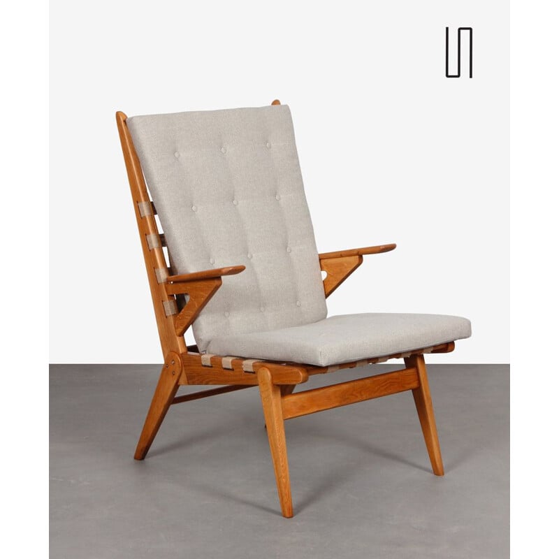 Vintage oak armchair by Jan Vanek for Krasna Jizba, 1940s