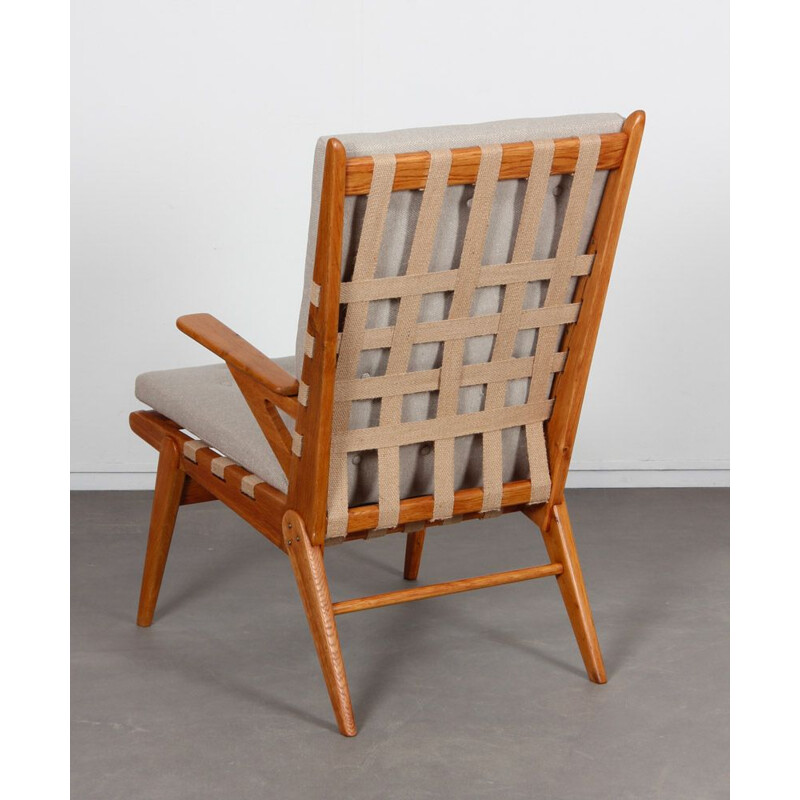 Vintage oak armchair by Jan Vanek for Krasna Jizba, 1940s