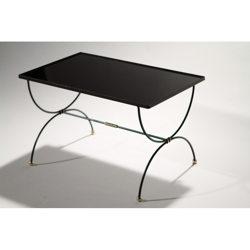 Wrought iron and glass coffee table - 1950s