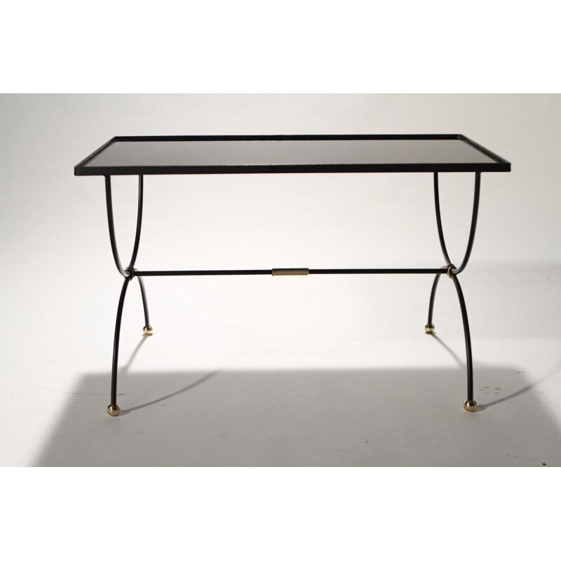 Wrought iron and glass coffee table - 1950s