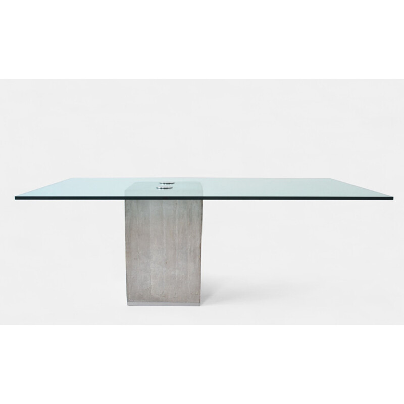 Dining table in concrete and glass, Sergio and Giorgio SAPORITI - 1970s