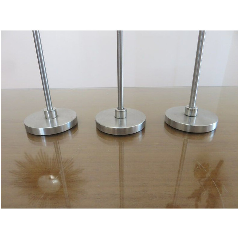 Set of 3 Scandinavian vintage steel candle holders, 1970