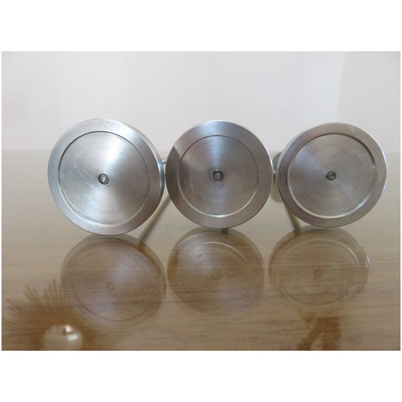 Set of 3 Scandinavian vintage steel candle holders, 1970