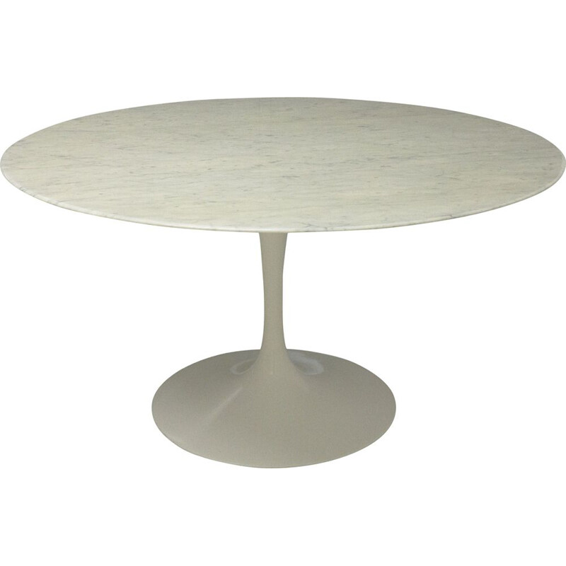 Table ronde Tulip vintage en marbre Calacatta par Eero Saarinen pour Knoll