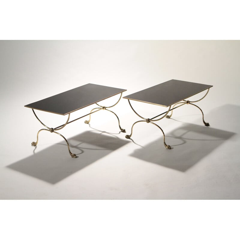 Pair of coffee tables Maison Jansen in brass - 1970s