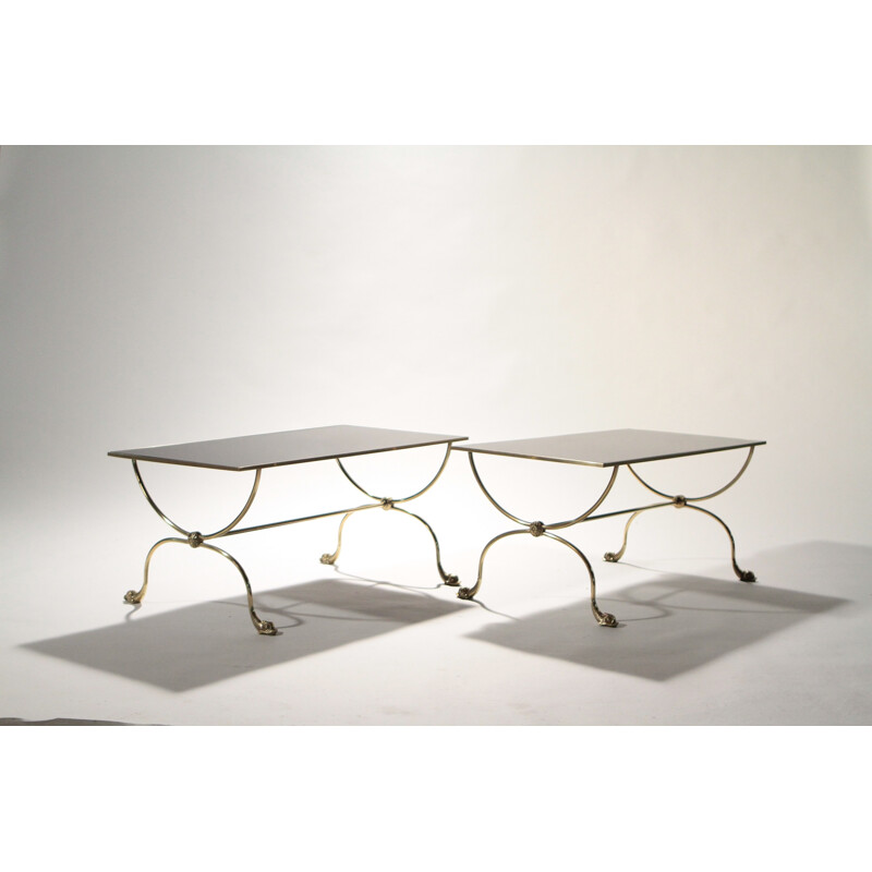 Pair of coffee tables Maison Jansen in brass - 1970s